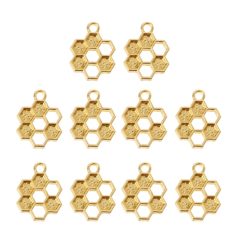 ✿ Set 10 Mặt Dây Chuyền Resin Hình Tổ Ong Màu Vàng Sáng Tạo DIY