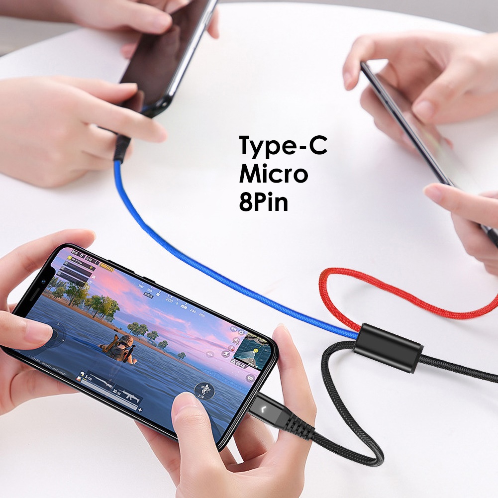 Dây Cáp Sạc Nhanh 3 Trong 1 Micro Usb Loại C 3.1a Cho Iphone / Android