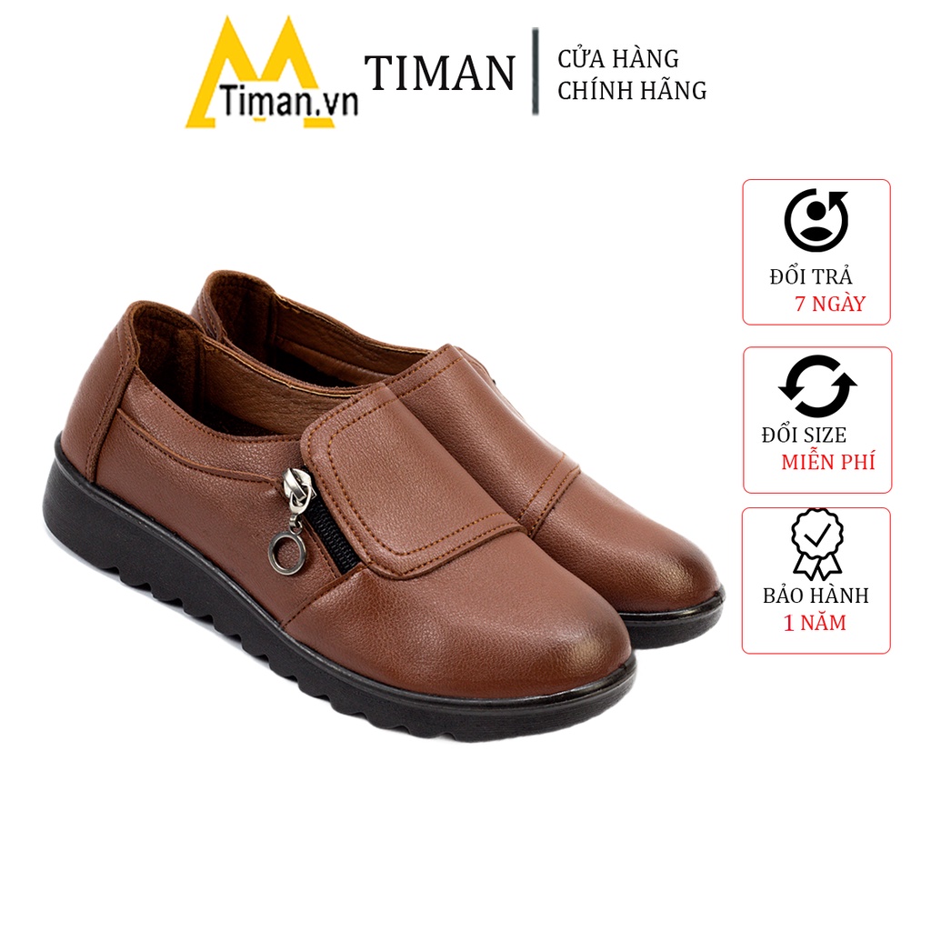 Giày lười da nữ trung niên TIMAN H07 sang trọng chính hãng bảo hành 1 năm