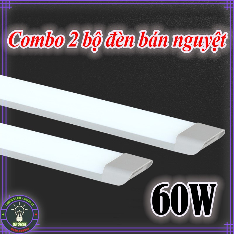 Combo 2 bộ đèn bán nguyệt 60W đầu vuông 120cm - ánh sáng trắng (đế nhôm dày + mica cứng tản quang - bảo hành 2 năm) | BigBuy360 - bigbuy360.vn