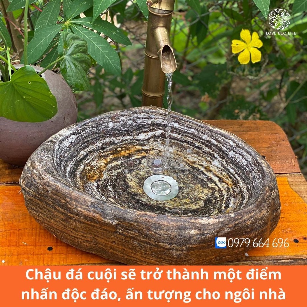 Lavabo chậu đá cuội tự nhiên