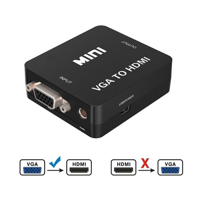 Đầu chuyển cổng 1080P Mini VGA sang HDMI cho máy chiếu/pc