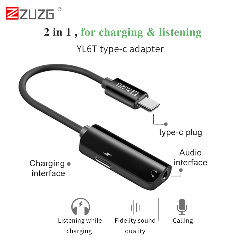 Jack chuyển đổi tai nghe ZUZG Type-C YL6T - Hàng chính hãng