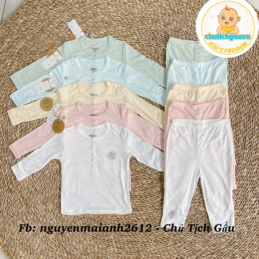 Hrnee bộ quần áo cổ trụ dài cho bé