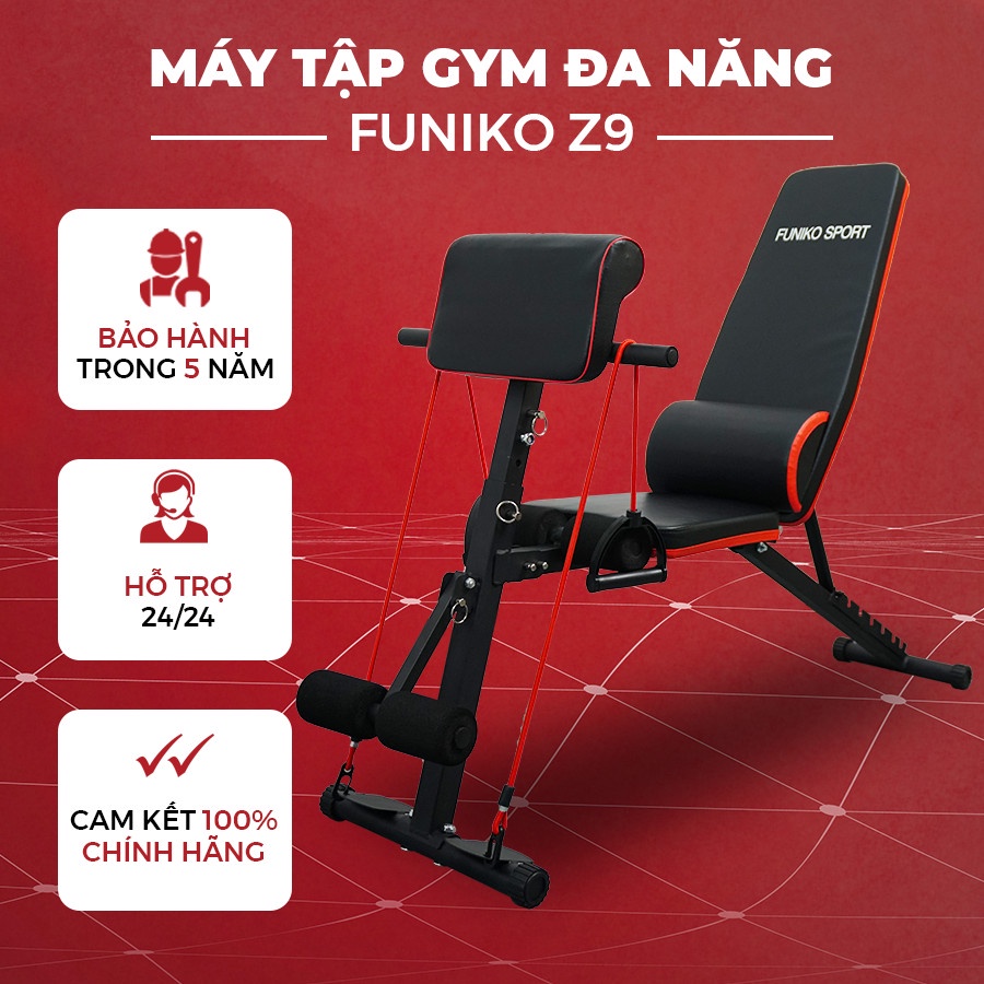 Bảo hành 5 năm ghế tập gym Funiko Z9Hỗ trợ tập gym hiệu quả,chất lượng