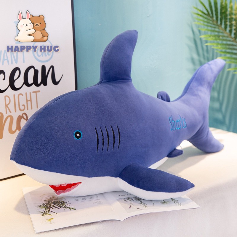 Gấu bông to, thú nhồi bông gối ôm hình cá mập size 55/70/90cm mềm mịn dễ thương - Happy Hug