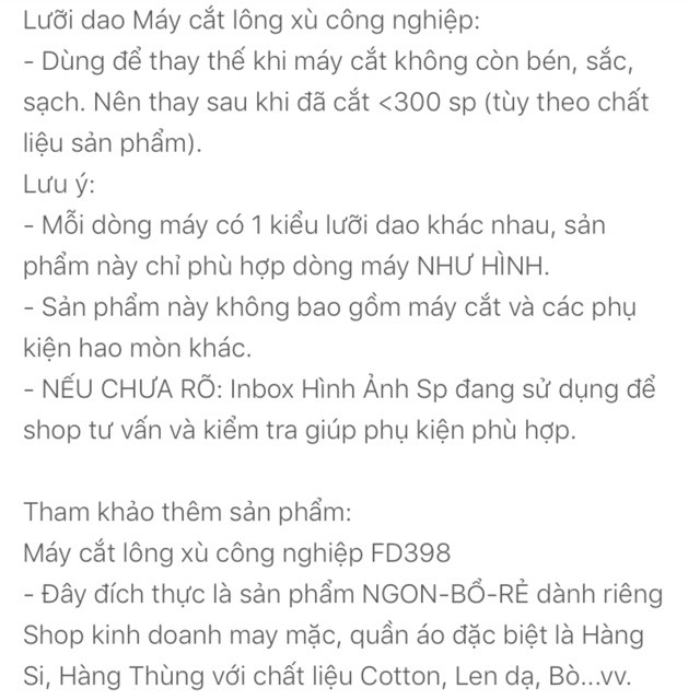 ( HÀNG CÓ SẴN ) Lưỡi dao, lưới của máy cắt lông xù công nghiệp FD398-2