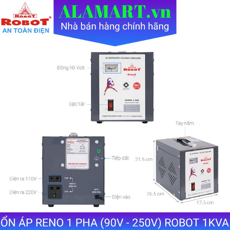 Ổn áp reno 1 pha Robot 1KVA