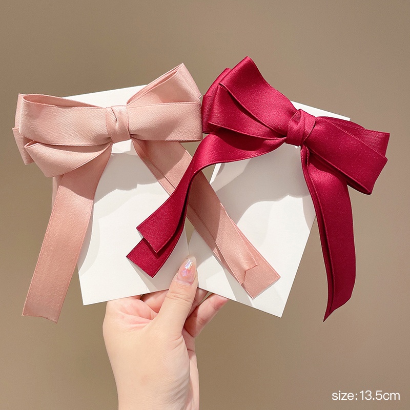 Bộ 2 Kẹp Tóc Hình Nơ Lớn Bằng Lụa Thời Trang Cho Nữ