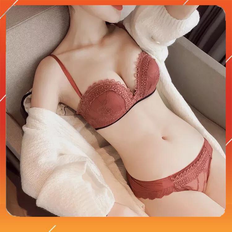 Set bộ đồ lót nữ phối ren áo không gọng, đệm mút 3cm dành cho các nàng có V1 trung bình nhỏ, Mã B29276