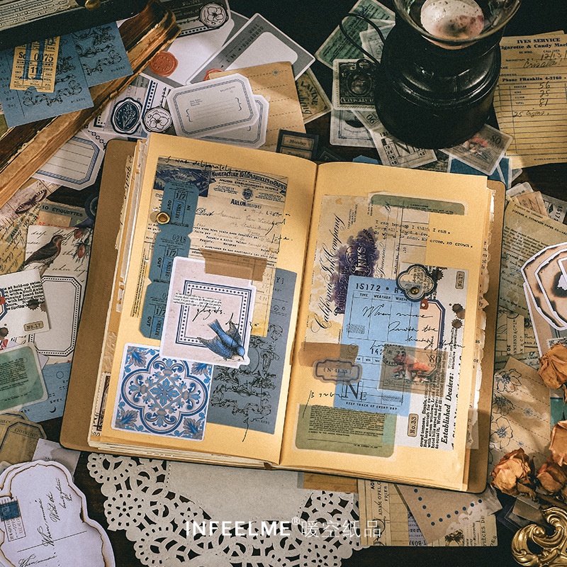 Set 200 sản phẩm tổng hợp vintage trang trí sổ journal, junk journal, scrapbook
