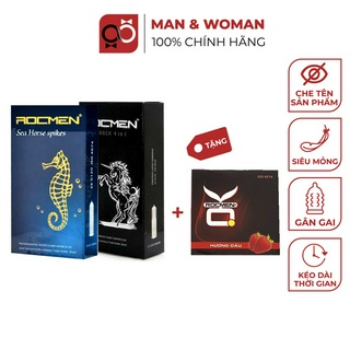 Combo 2 hộp bao cao su Rocmen Gân Gai, Kéo dài thời gian Xanh và Đen 22 cái CB016