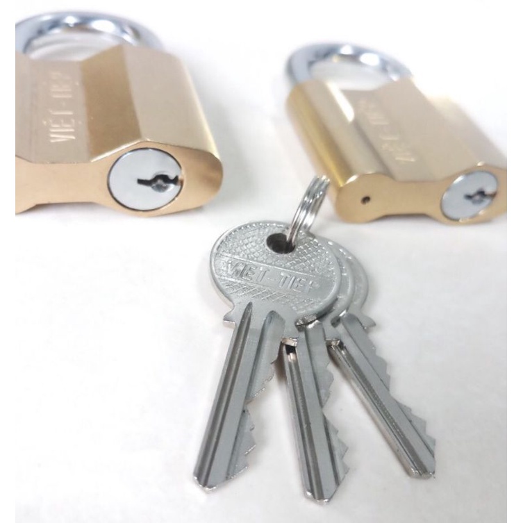 Combo 2 ổ khóa việt tiệp dùng chung 1 chìa ( loại 5 phân , khóa giữ chìa , gồm 3 chìa sơ cua )