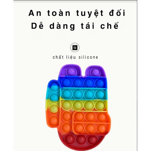 Bong Bóng Bóp Đẩy Cầu Vồng Hình Among Us Đồ Chơi Giải Trí Giảm Căng Thẳng Stress cho mọi người Pop It Fidget Toy