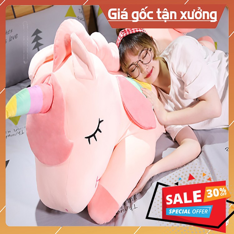 Gấu bông unicorn gối ôm Ngựa kỳ lân ,ngựa pony một sừng vải nhung co dãn 4 chiều siêu mềm mịn -minmax