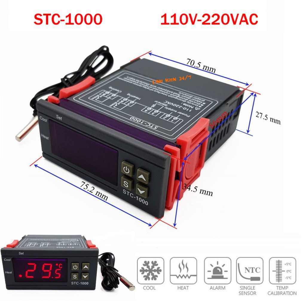 Bộ Điều Khiển Nhiệt Độ Đóng Ngắt Bằng Relay 220VAC STC-1000