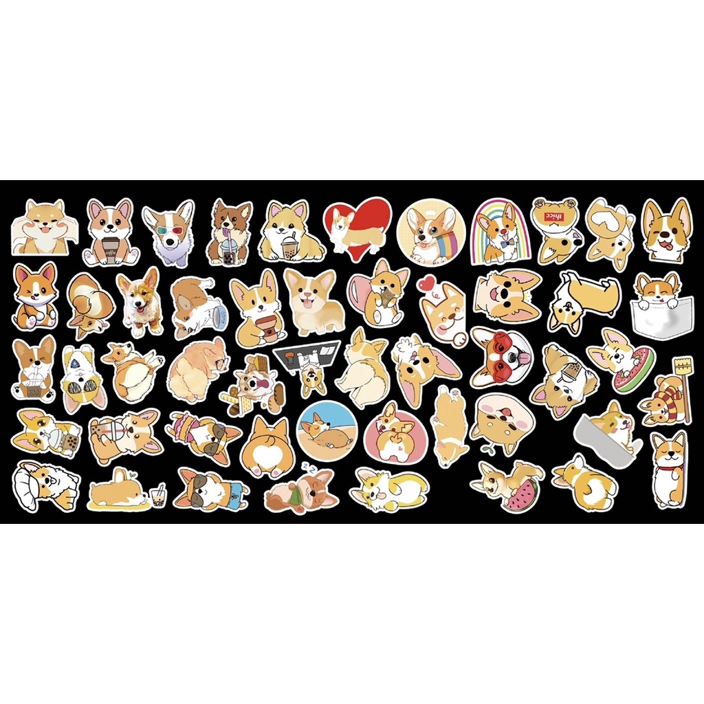 Stiker Cực Kì Dễ Thương Mèo Cún Corgi Không Thấm Nước
