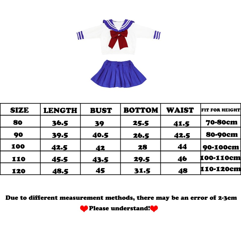 Set Áo Thủy Thủ Mặt Trăng + Chân Váy Xếp Ly Phong Cách Hàn Quốc Mới Cho Bé Gái