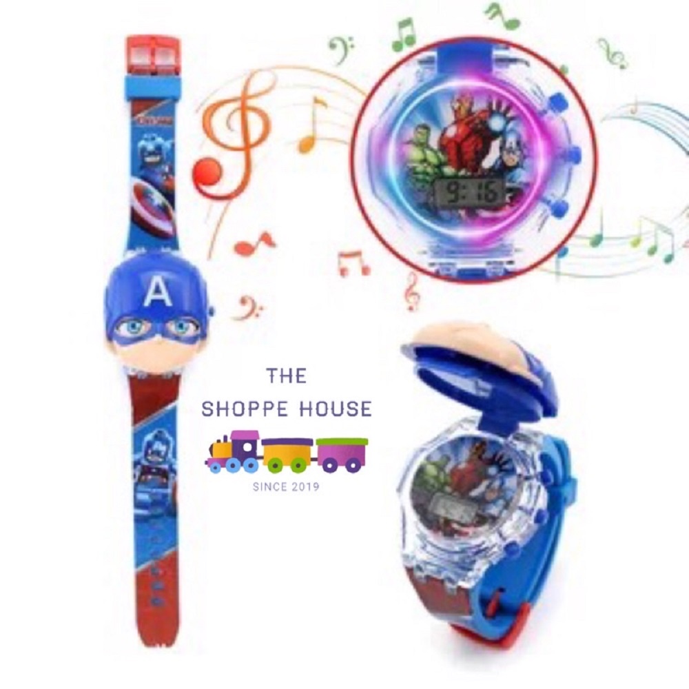 Đồng hồ trẻ em chiếu đèn phát nhạc thiết kế hoạt hình đa dạng 18 kiểu tùy chọn