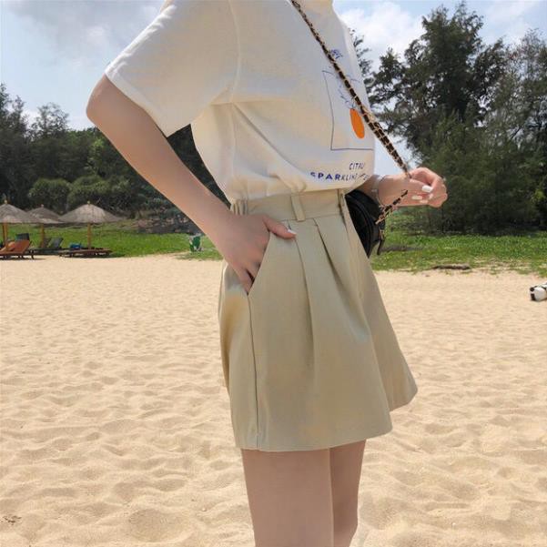 QUẦN SHORT NỮ CẠP CAO KAKI CÀI CÚC MÀU TÍM HOT - QUẦN ĐÙI ỐNG RỘNG KAKI ĐEN BE UNISEX  ཾ | BigBuy360 - bigbuy360.vn