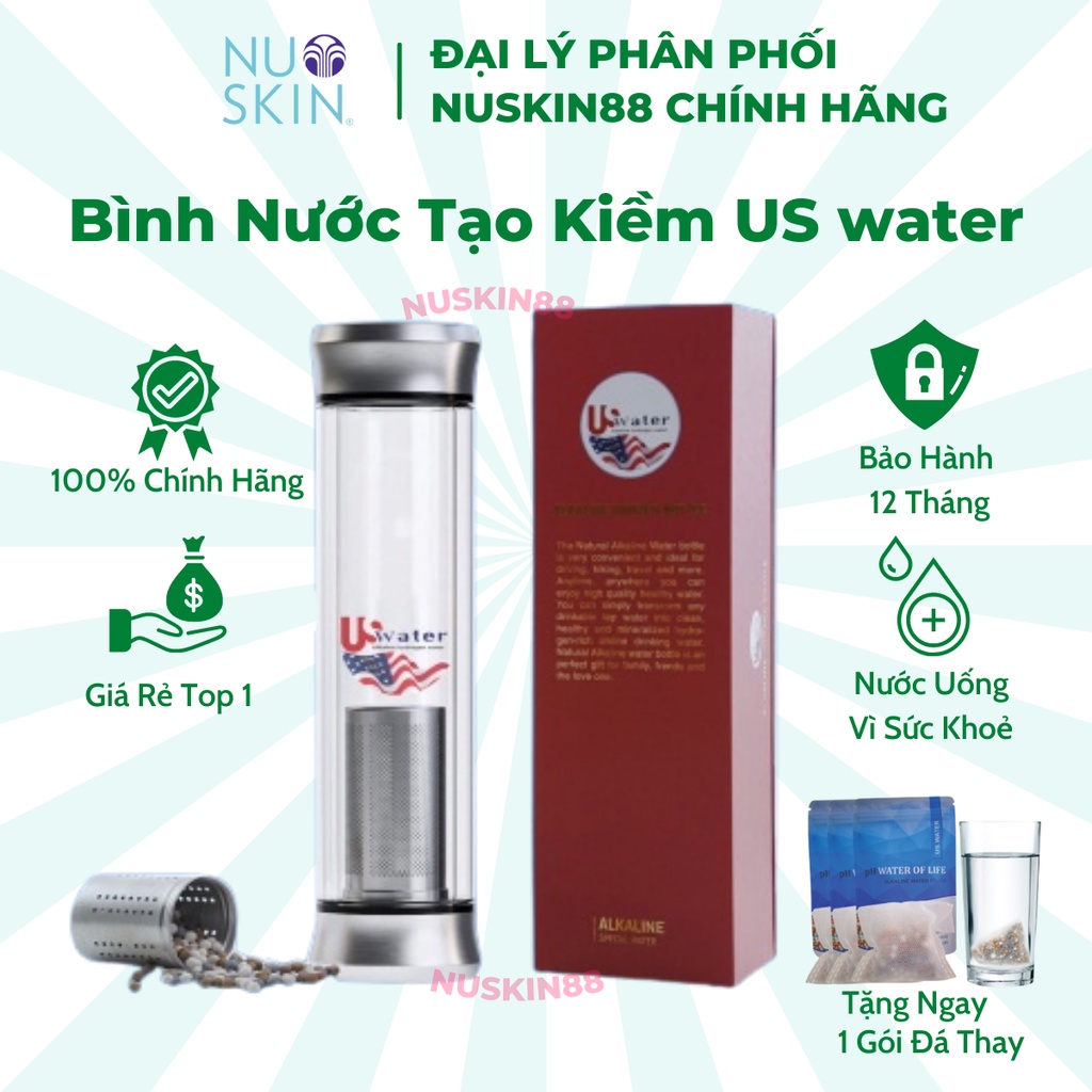 Bình nước tạo Kiềm US Water (tặng túi+đá thay)