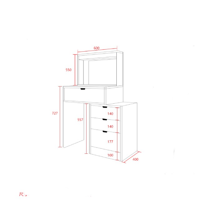 [FREESHIP] Trọn bộ bàn trang điểm, ghế ngồi trang điểm thiết kế nhỏ gọn 1m (BTD-13)