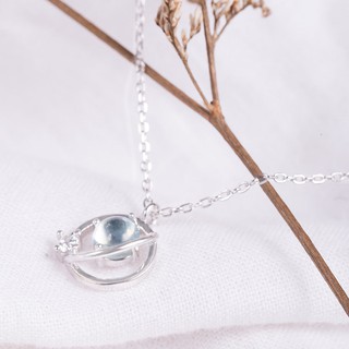 Dây Chuyền Nữ, Dây Chuyền Bạc 925 Hình Quả Cầu Đính Đá Màu Xanh Cho Nữ - DB2365