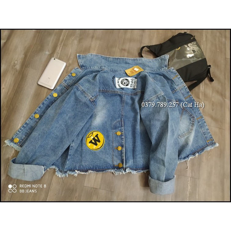 Aó khoác jean nữ xám xanh như hình form dưới 58Kg W1946 BB22