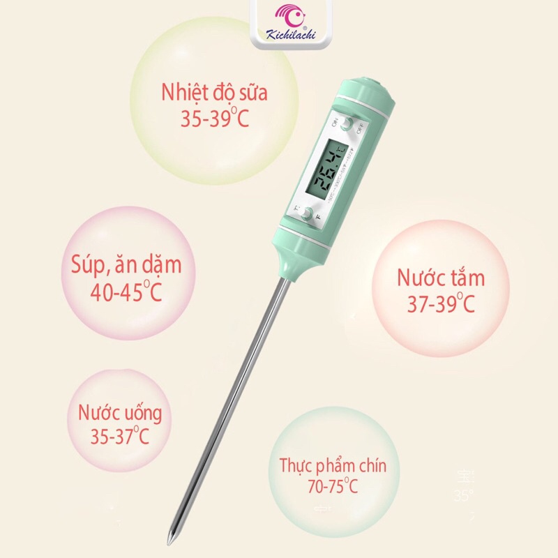 Que đo nhiệt độ sữa và thức ăn dặm cho bé Kichilachi - Sumishop2019