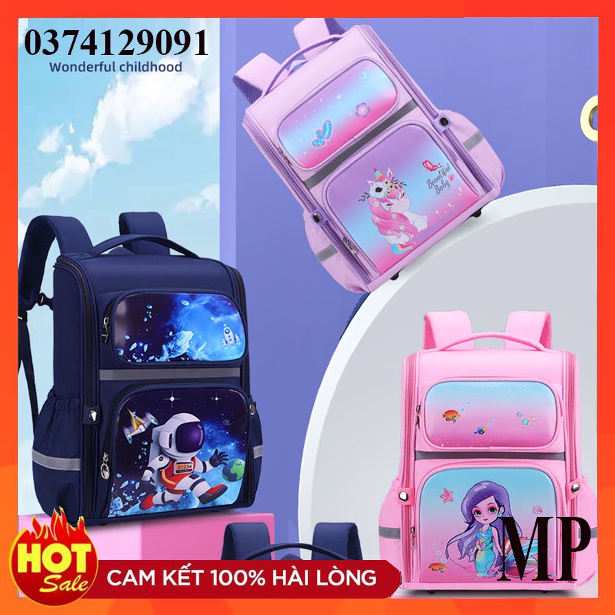 Balo học sinh chống gù lưng cao cấp cho bé trai và bé gái học tiểu học, Cặp sách học sinh cho bé lớp 1-4 chống thấm nước