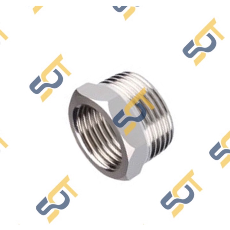 [INOX GIÁ RẺ] Đầu nối ren inox 1/2 (21mm) 3/4 (27mm) kép lơ cả rá măng sông nối ren ống nước - Inox bóng