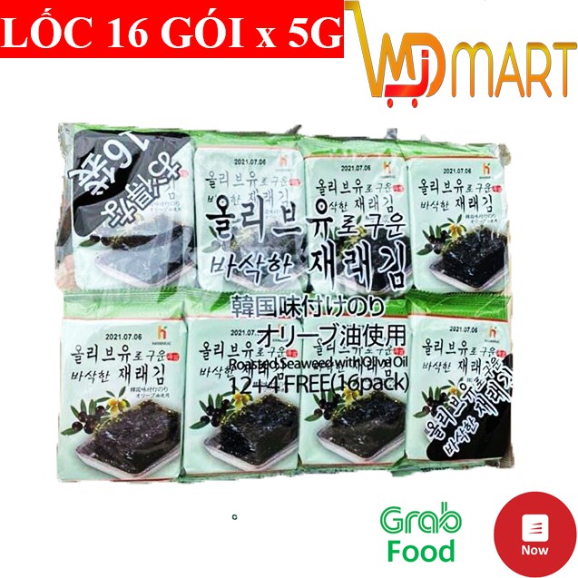 Lốc 16 Gói Rong Biển Khô Tẩm Gia Vị Ăn Liền Hàn Quốc Gói 5g