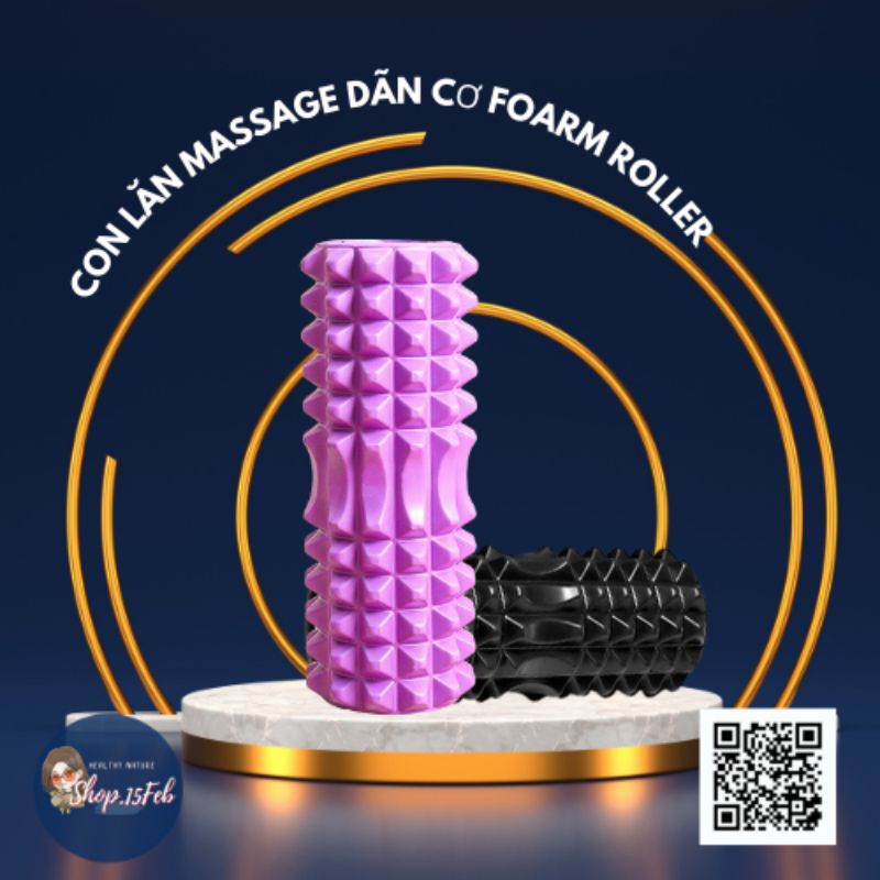 Con Lăn Massage Giãn Cơ Foam Roller Gai Tròn 45*13 cm Giảm Đau Nhức xương khớp.