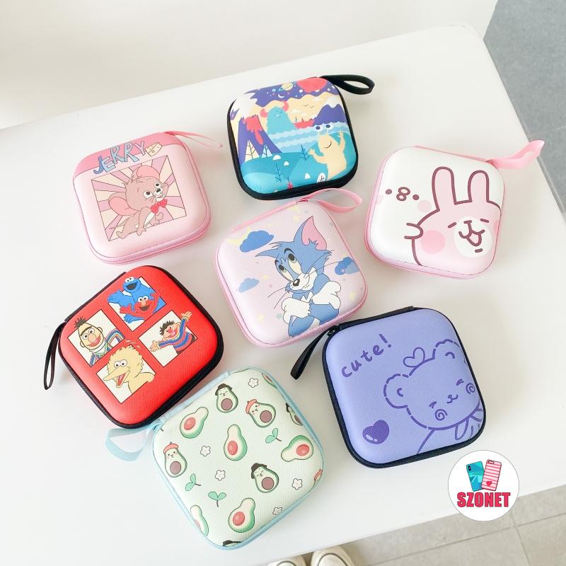 Túi Vuông 9.5X9.5Cm Đựng Tiền Xu Son Môi/Dây Cáp Sạc/Đồng Hồ Nhiều Màu Họa Tiết Hoạt Hình