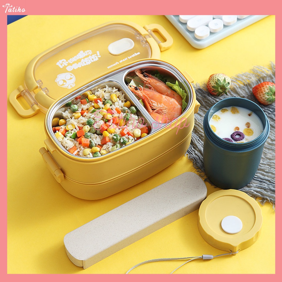 Hộp Cơm Giữ Nhiệt Văn Phòng 2 tầng 3 Ngăn Chất Liệu Tốt Nhất Dùng Trong Thực Phẩm Chịu Nhiệt Chịu Lạnh Tốt- KIT002