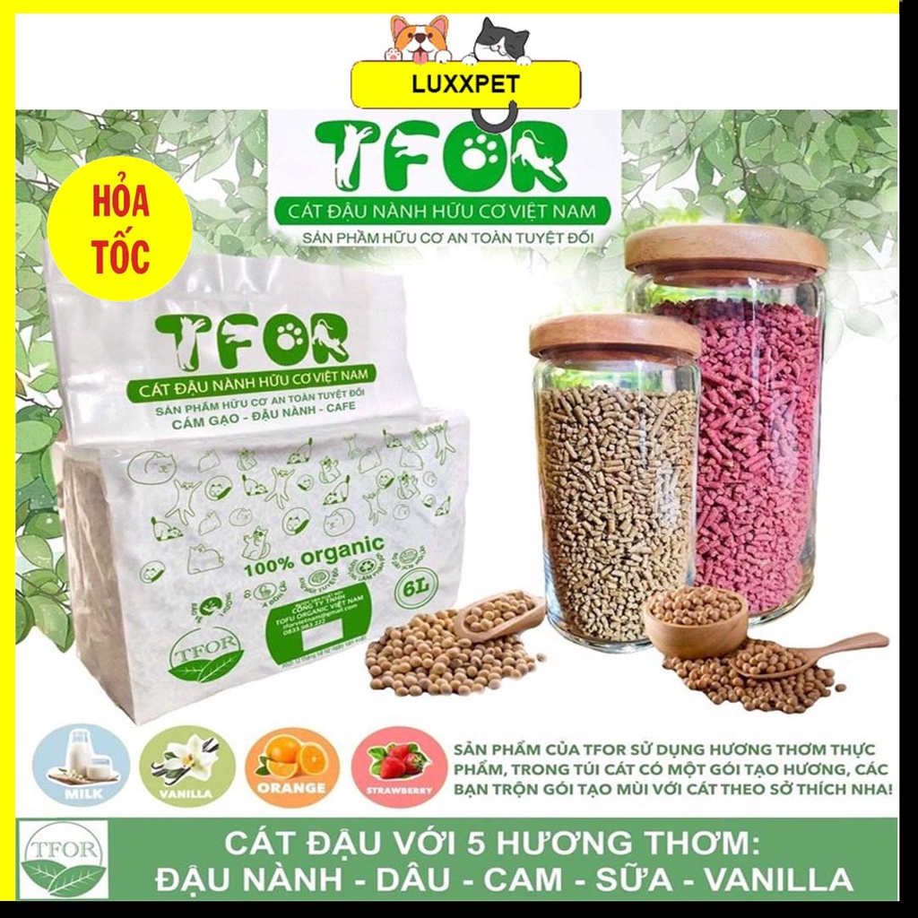 Cát Đậu Nành Hữu Cơ TFOR 6L - Cát Vệ Sinh Cho Mèo An Toàn Bảo Vệ Môi Trường Xuất Xứ Việt Nam - LuxxPet