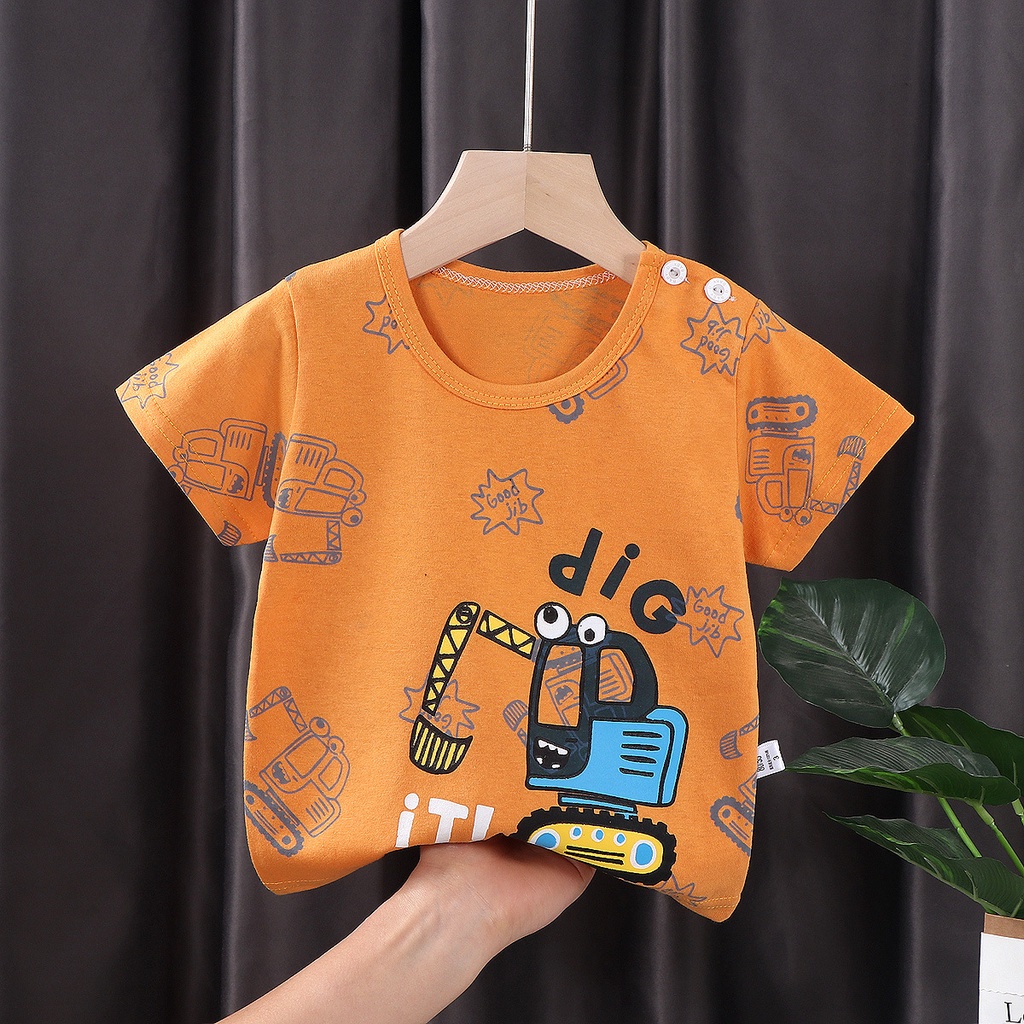 Áo thun SANITKUN cotton tay ngắn in họa tiết hoạt hình thời trang mùa hè đáng yêu dành cho bé trai và bé gái