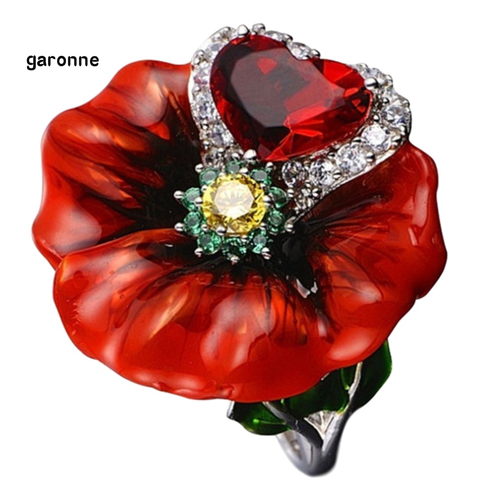 Nhẫn đính đá ruby giả kiểu dáng sang trọng thanh lịch dành cho nữ