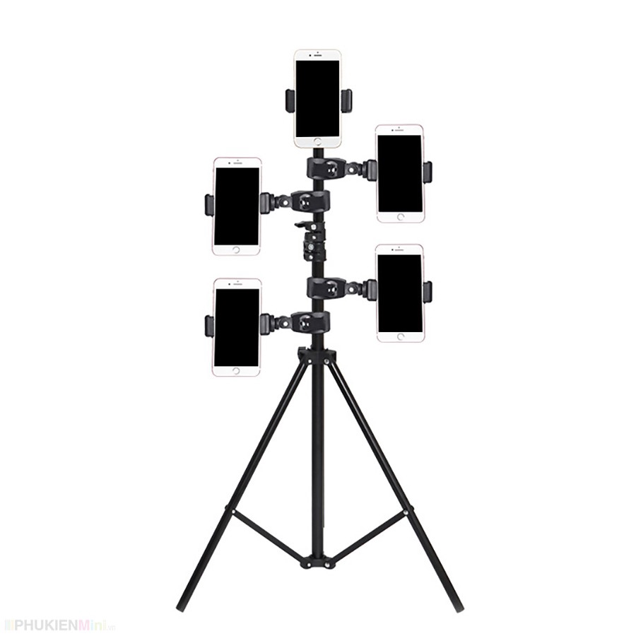 Giá đỡ kẹp điện thoại gắn vào tripod hỗ trợ livestream, quay phim nhiều máy cùng lúc, gắn xe đạp giá rẻ