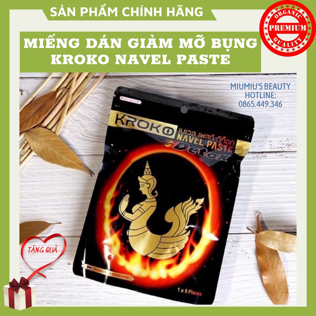 Miếng Dán Giảm Mỡ Bụng Kroko Thái Lan Navel Paste - Tan Mỡ Bụng - Giảm Cân Nhanh Chóng 1 Gói 5 Miếng