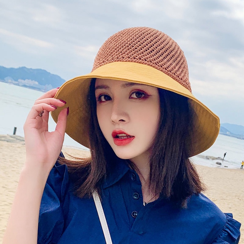 Nón Cối Rộng Vành Phối Nơ Thời Trang Đi Biển Mùa Hè Cho Nữ
