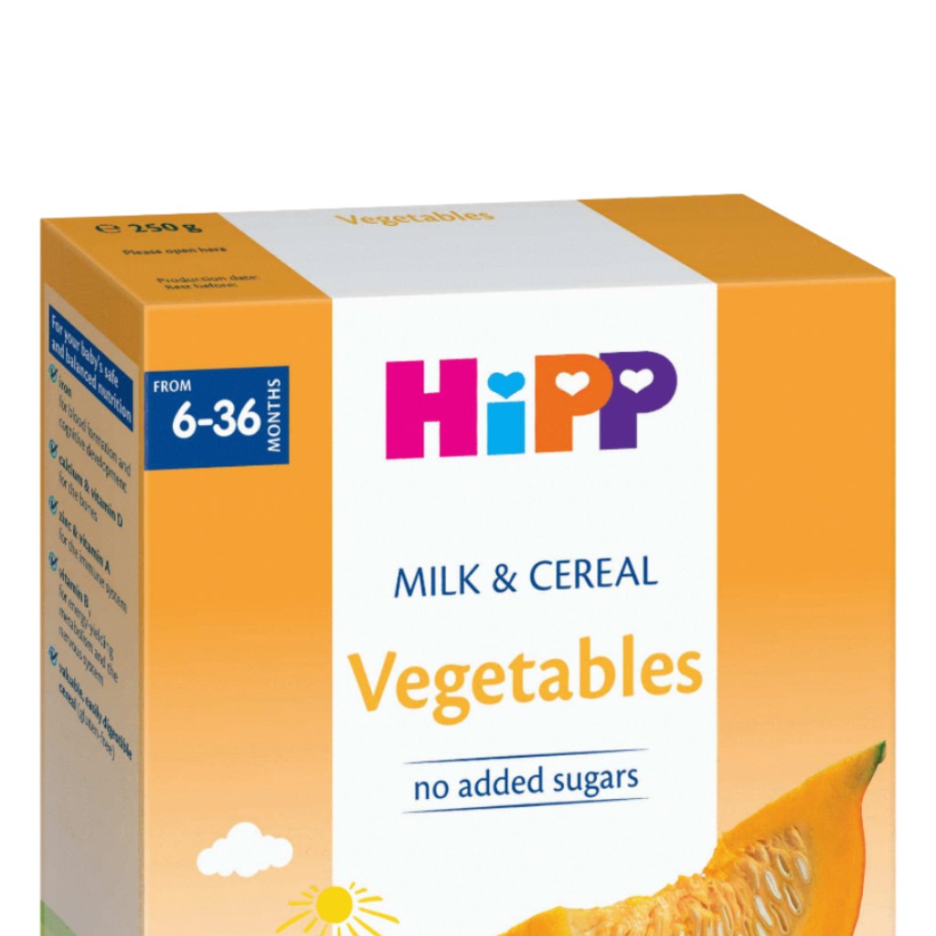 Bột ăn dặm dinh dưỡng Sữa, Ngũ cốc &amp; rau củ tổng hợp HiPP Organic 250g