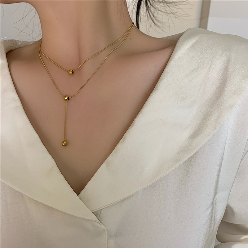 Vòng Cổ Hai Lớp Đính Hạt Tròn Nhỏ Đơn Giản Phong Cách Hàn Quốc Dễ Phối Đồ Dành Cho Bạn Nữ