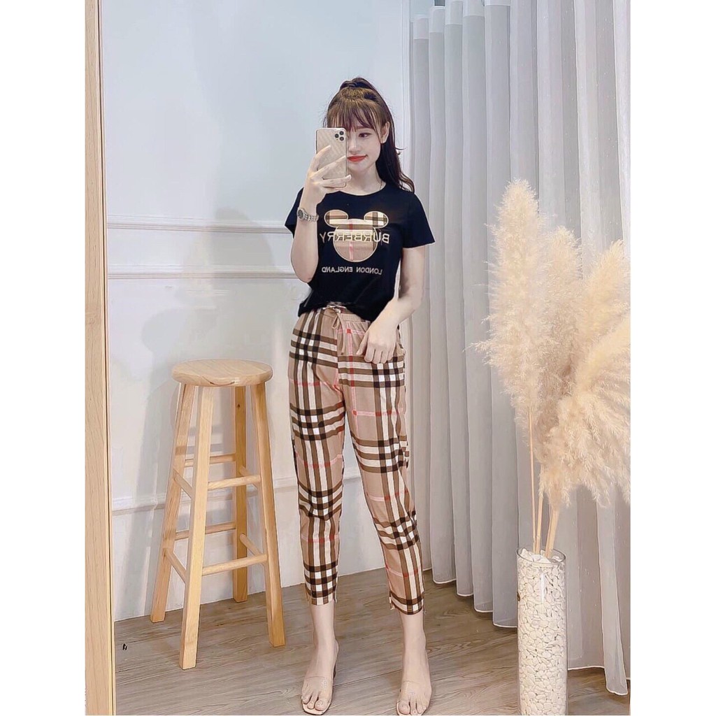 SET 2 MÓN PHỐI QUẦN CARO XINH BG23920