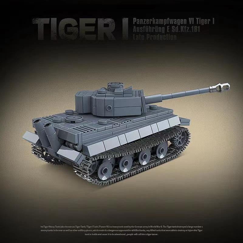 Army Quan guan 100242 World War II Bộ đồ chơi lắp ráp xe Tank Tiger 1 của Đức Quốc Xã