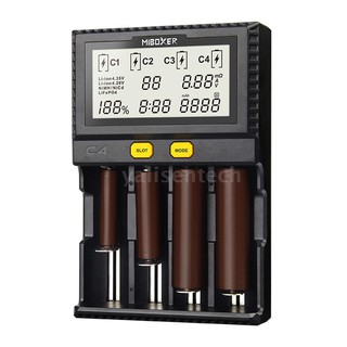 Thiết bị sạc MiBOXER thông minh 1.5A 4 ô có màn hình LCD dành cho pin 18650 Li-ion LiFePO4 Ni-MH Ni-Cd AA 21700 18490
