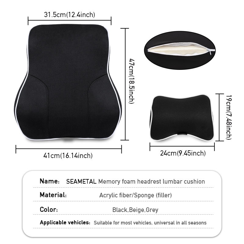 Gối đệm tựa cổ/ lưng xe hơi SEAMETAL bằng cao su non hỗ trợ thắt lưng bảo vệ phần cổ