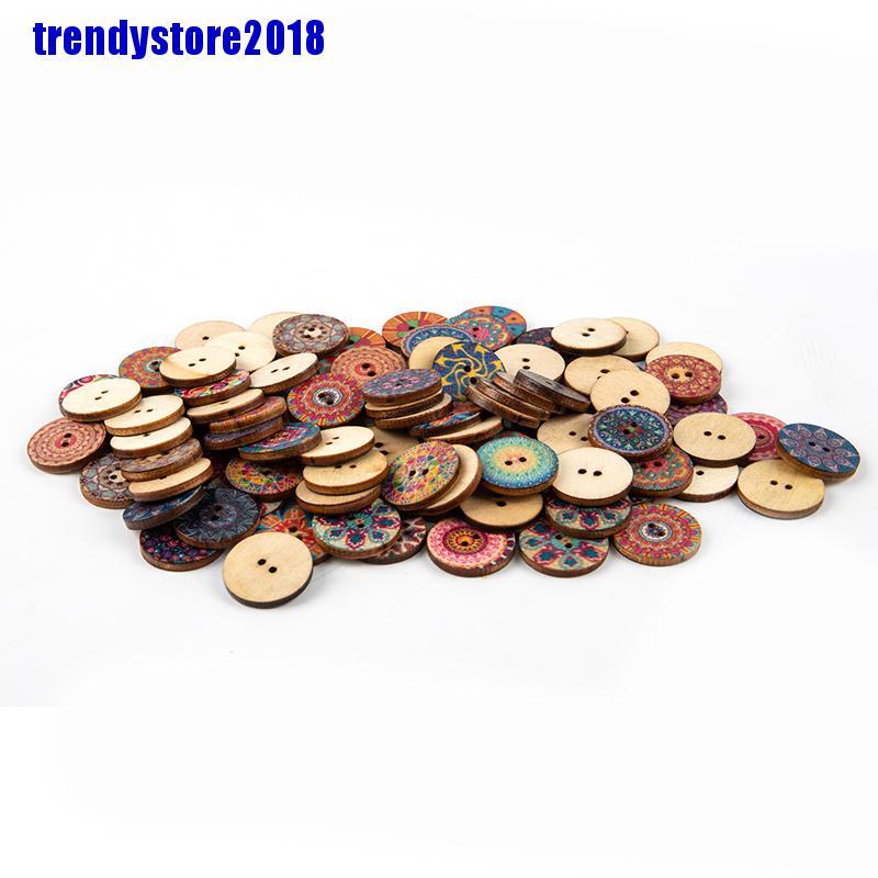 Set 100 Nút Áo In Họa Tiết Phong Cách Retro Độc Đáo Trang Trí Quần Áo