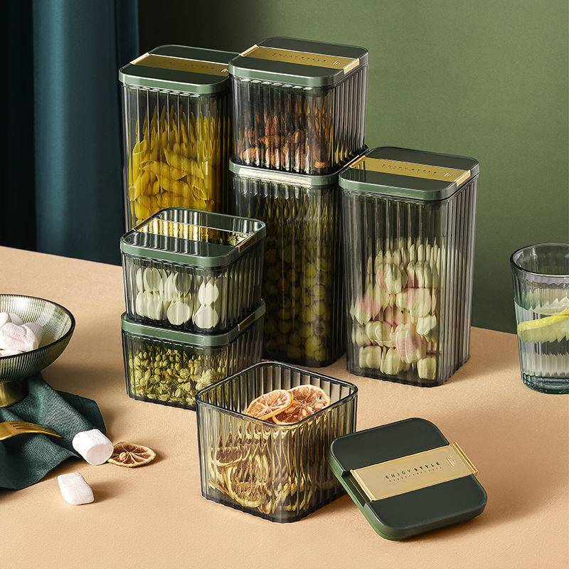 Aokee Nhà bếp gia đình niêm phong thực phẩm bằng hạt nhựa hộp bảo quản đồ ăn nhẹ trà chống ẩm Bể chứa trong suốt