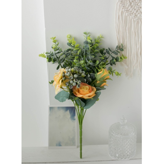 Bó hoa giả trang trí siêu xinh, nhiều màu sắc trưng bày các buổi tiệc hoặc quà tặng, cao 35cm.